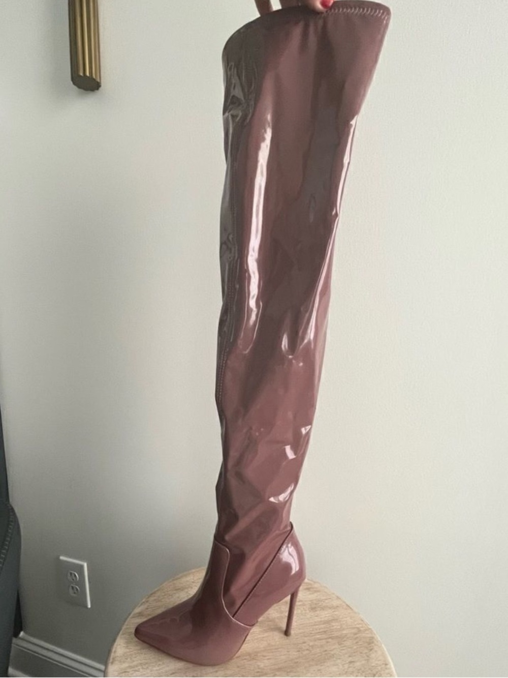 Steve Madden Mauve Patent Over-the-Knee Stiletto Boots